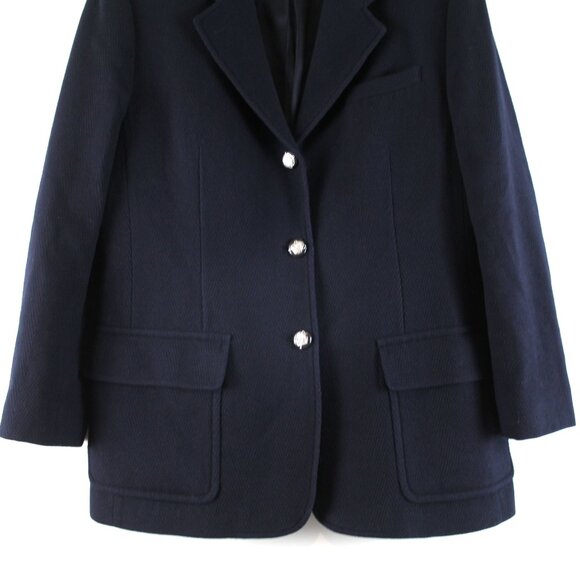 Lauren Ralph Lauren Navy Wool Cashmere Equestrian Horse Head Button Blazer 12 - Picture 2 of 9